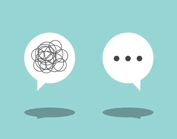 Bad communication speech bubble sign. Problem resolve control. Donâ€™t understand. Communicate not clear. Business concept flat vector illustration.